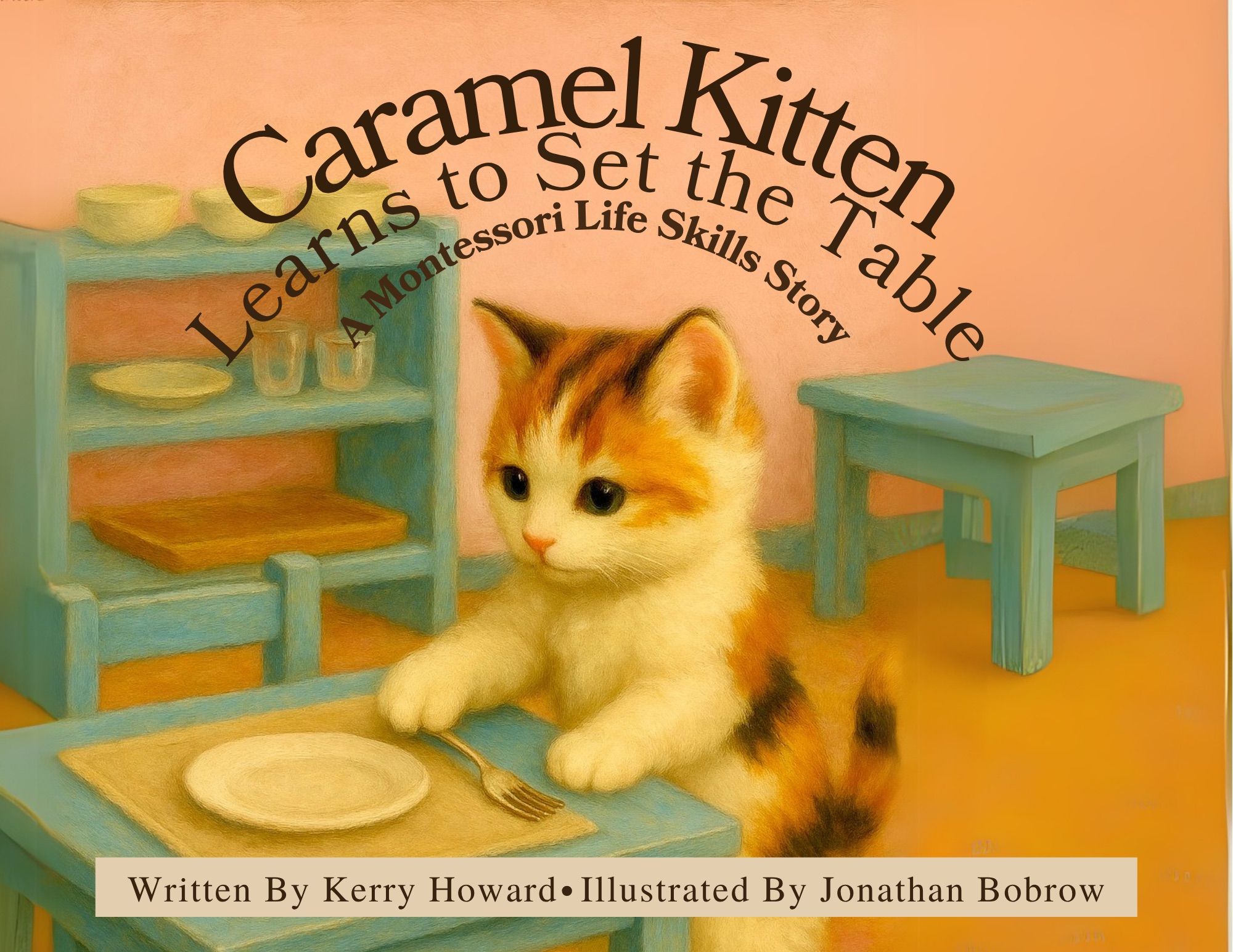 Caramel Kitten Learns to Set the Table